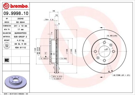 Brake Disc 09.9998.10