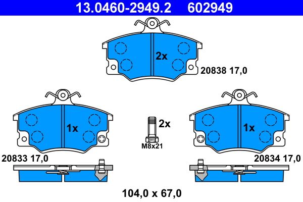 Комплект тормозных колодок, дисковый тормоз 13.0460-2949.2