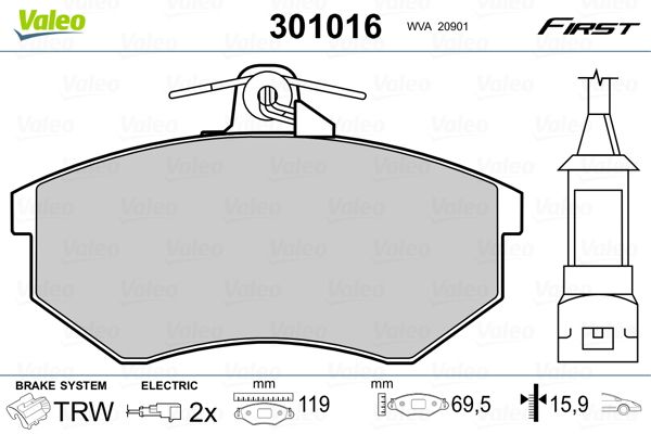 Brake Pad Set, disc brake 301016