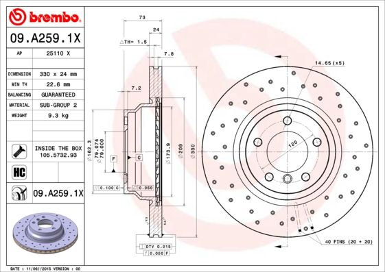 Brake Disc 09.A259.1X