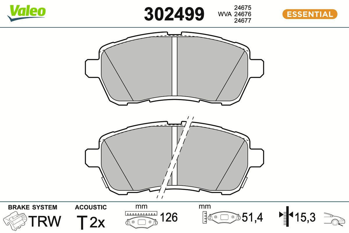 VALEO 302499 - Bremsbelagsatz, Scheibenbremse