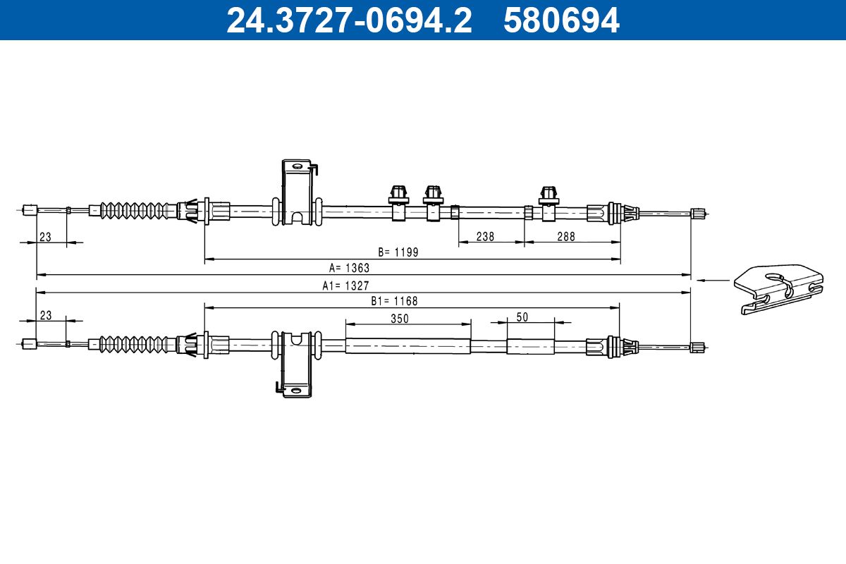 Cable Pull, parking brake 24.3727-0694.2