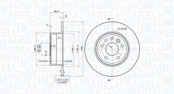 360406038501 MAGNETI MARELLI féktárcsa