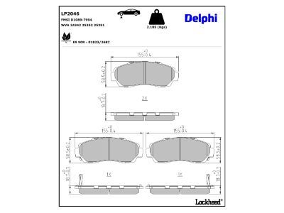 DELPHI LP2046 - Bremsbelagsatz, Scheibenbremse