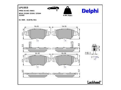 DELPHI LP1553 - Bremsbelagsatz, Scheibenbremse