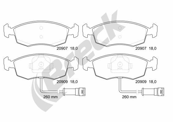 Bremsbelagsatz, Scheibenbremse