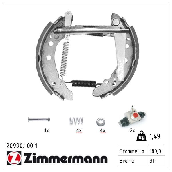 Zimmermann 20990.100.1 Bremsbackensatz