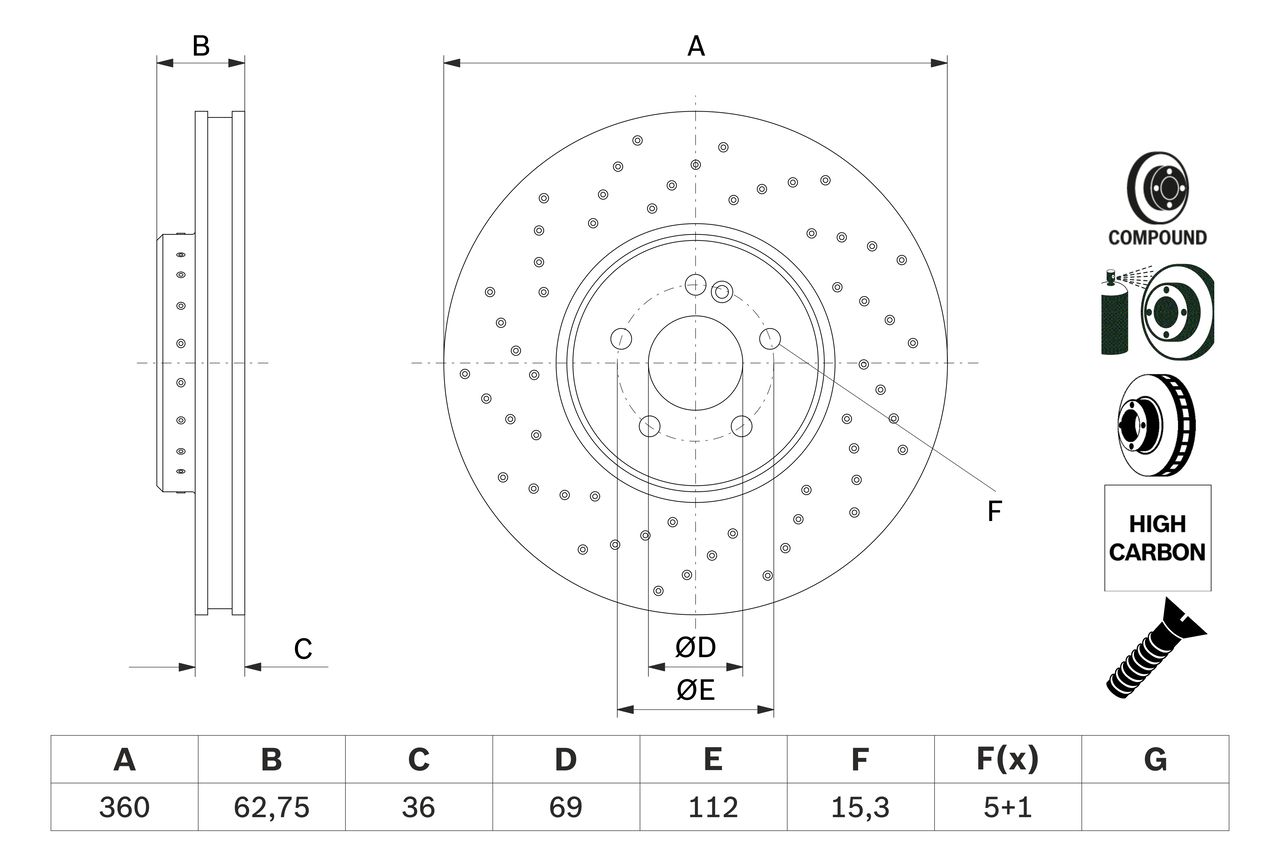 BOSCH 0 986 479 G38 Brake Disc