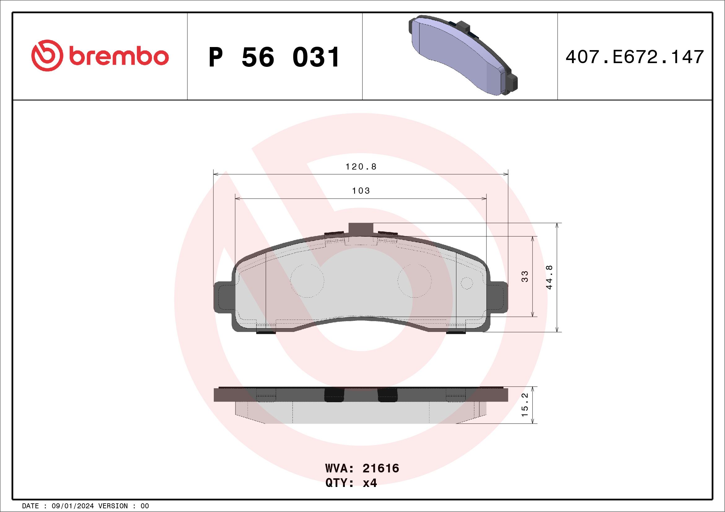 Brake Pad Set, disc brake P 56 031