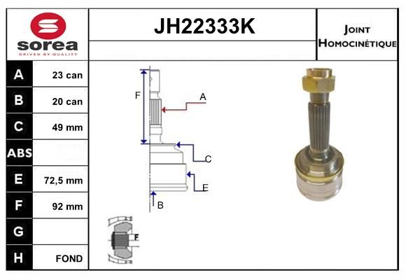 KIT CV JOINT AVEC KR117 - SUZUKI SW