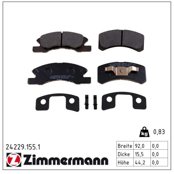Zimmermann 24229.155.1 Bremsbelagsatz, Scheibenbremse