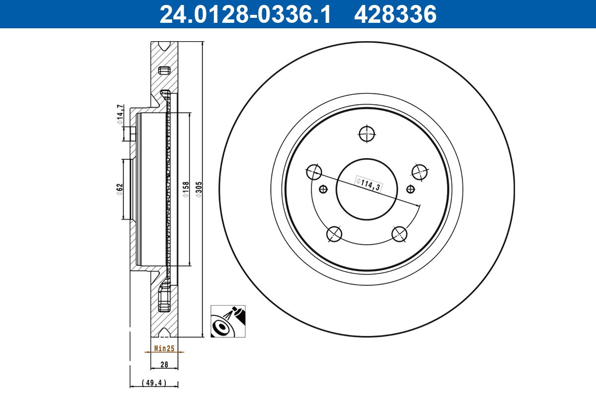Ate 24.0128-0336.1 Bremsscheibe