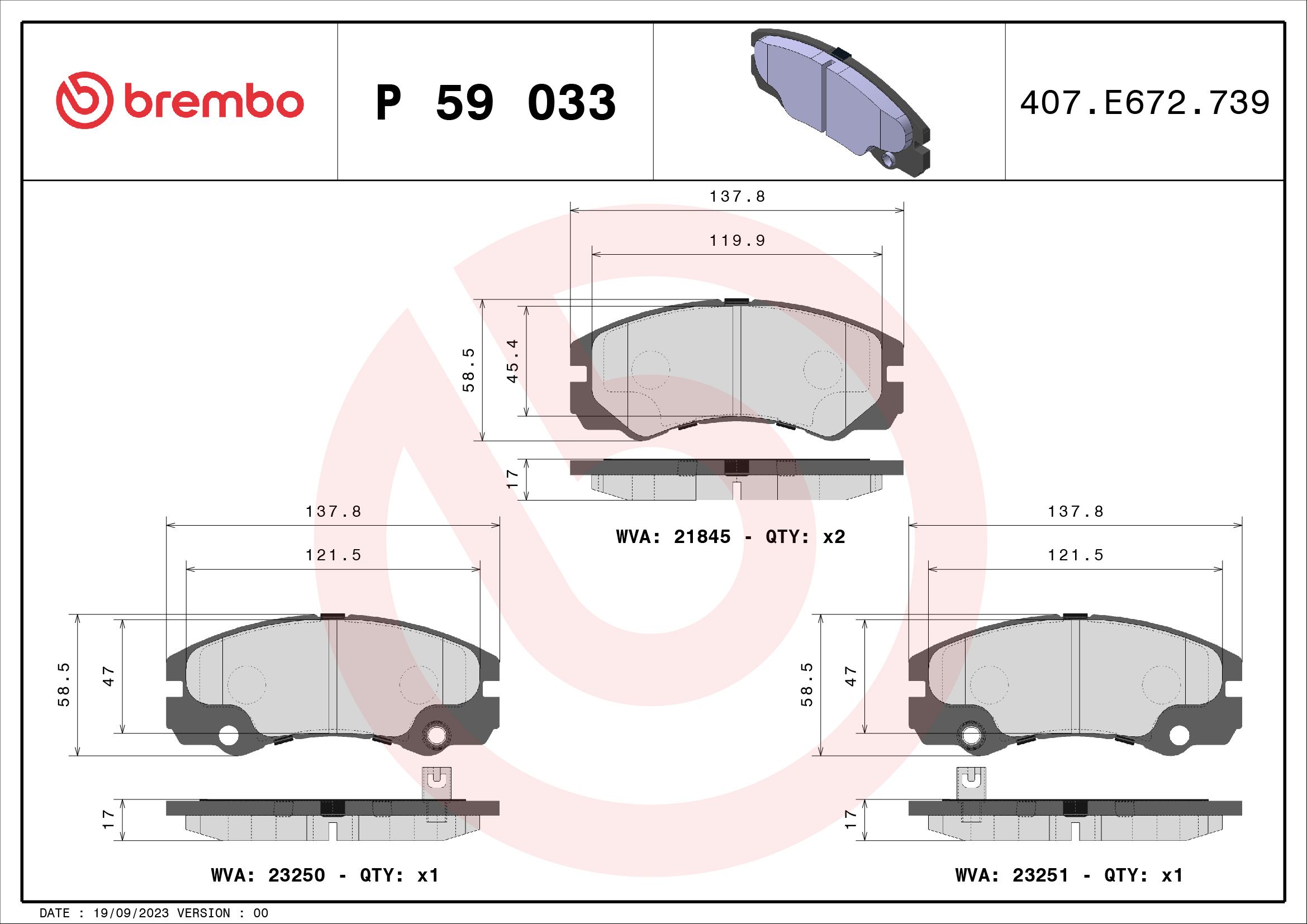 Brake Pad Set, disc brake P 59 033