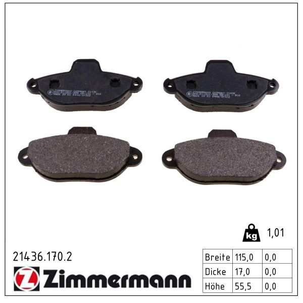 Zimmermann 21436.170.2 Bremsbelagsatz, Scheibenbremse