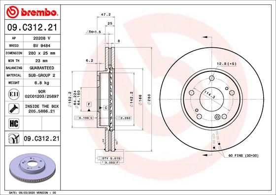 Brake Disc 09.C312.21