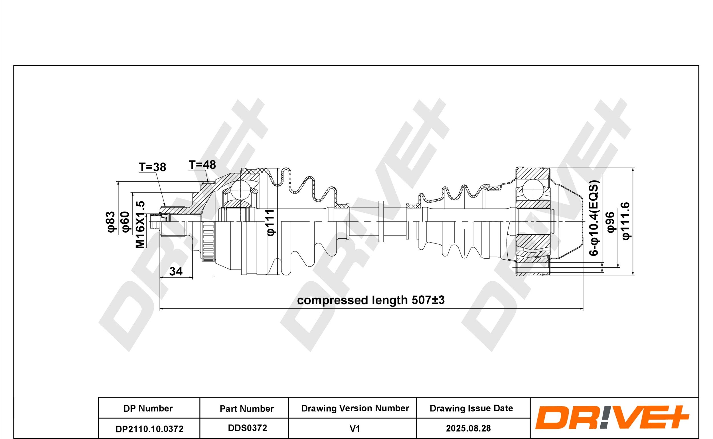 Dr!ve+ DP2110.10.0372 Antriebswelle