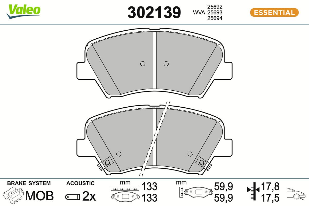 Bremsbelagsatz, Scheibenbremse