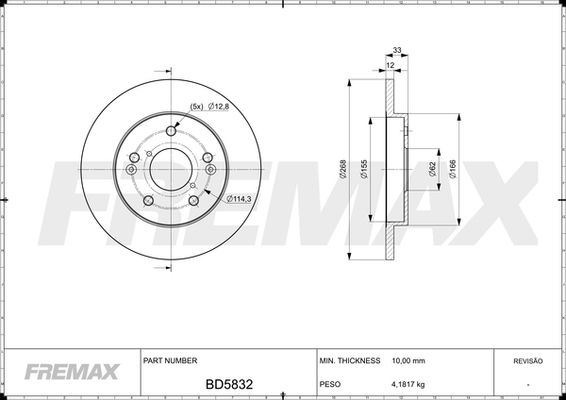 BD-5832 FREMAX féktárcsa