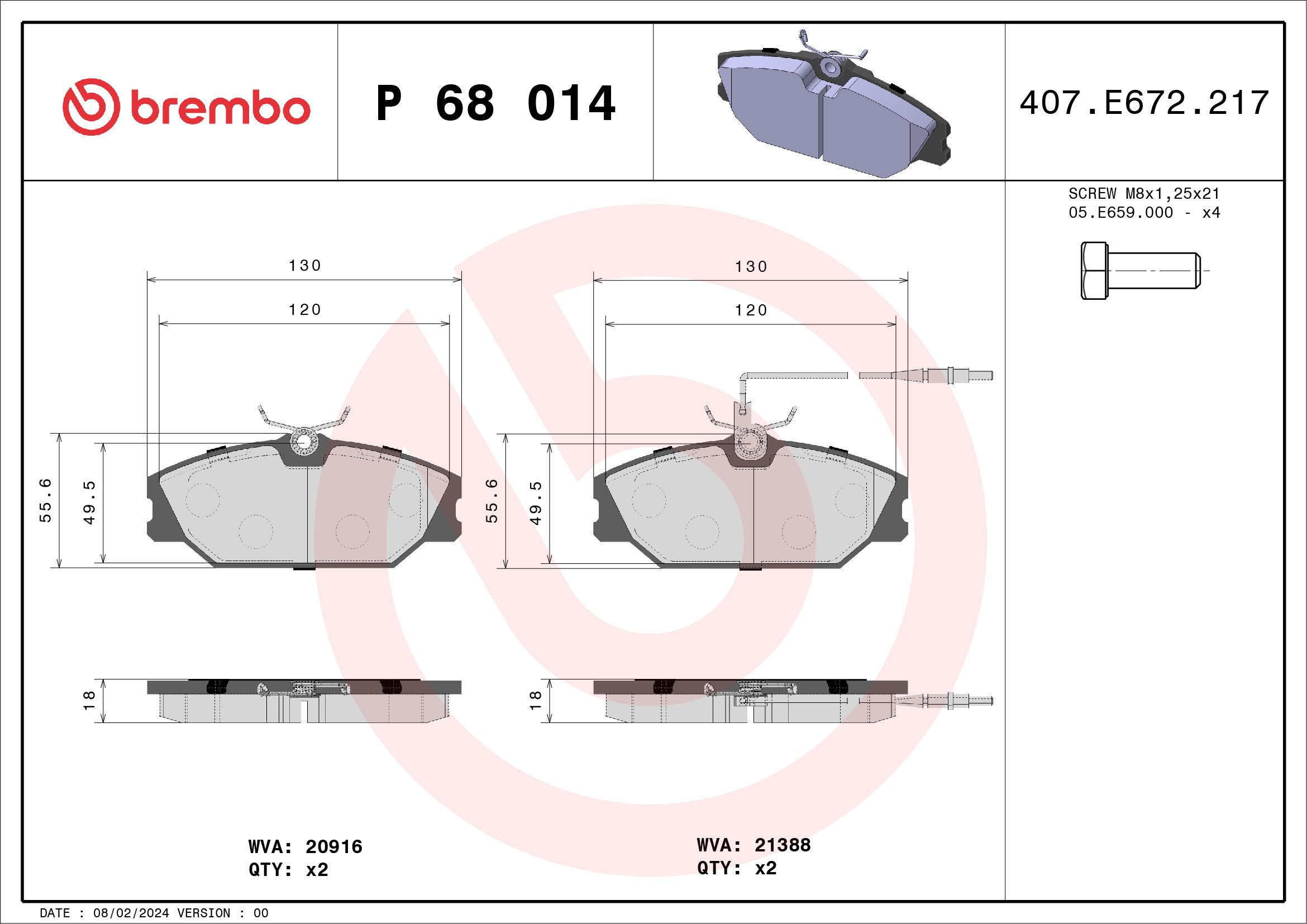 Brake Pad Set, disc brake P 68 014