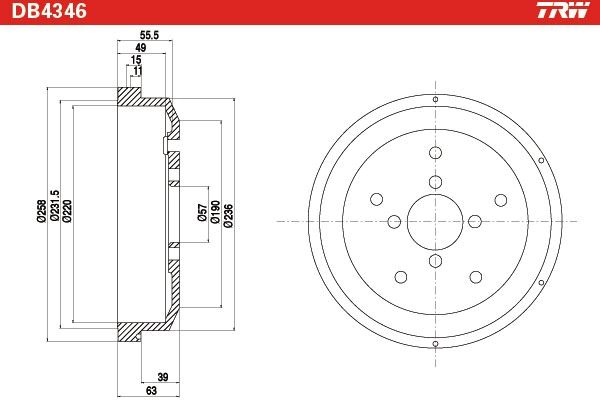 TRW BRAKE DRUM - TecDoc 2