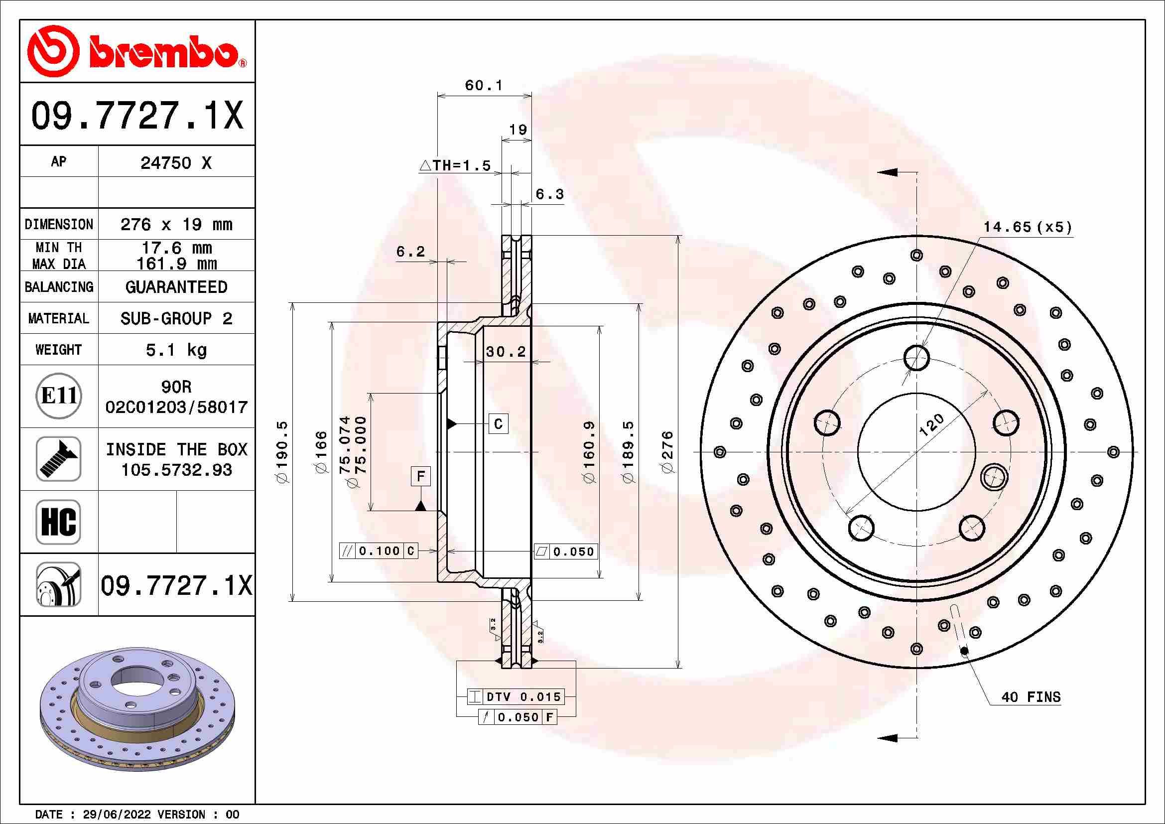 Brake Disc 09.7727.1X