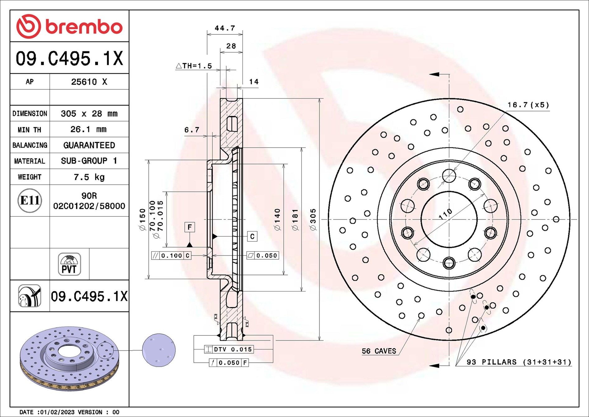 09.C495.1X BREMBO XTRA LINE - Xtra féktárcsa