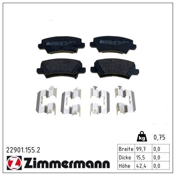 Zimmermann 22901.155.2 Bremsbelagsatz, Scheibenbremse