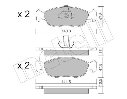 METELLI 22-0156-1 - Bremsbelagsatz, Scheibenbremse