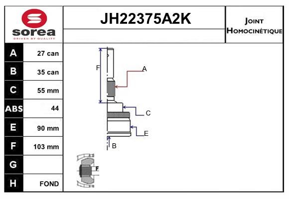 KIT CV JOINT AVEC KR120 - NISSAN