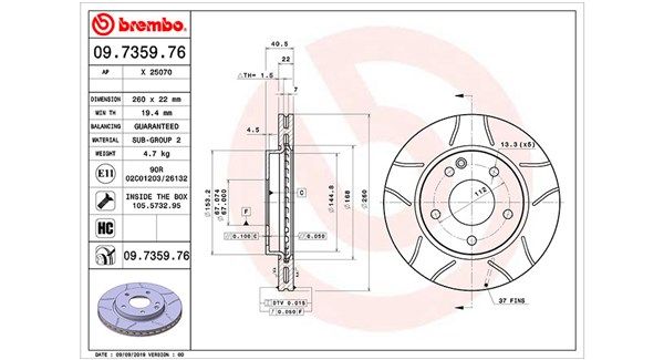 360406032705 MAGNETI MARELLI féktárcsa