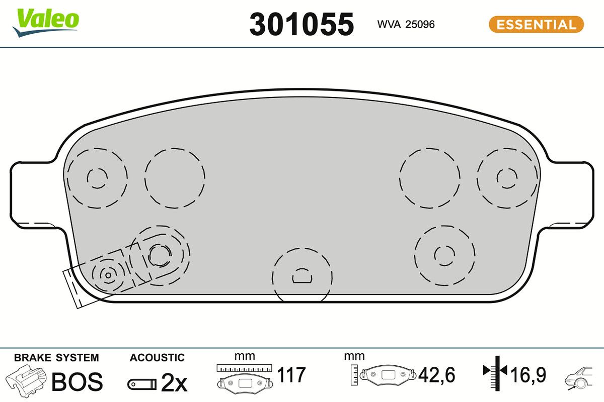 VALEO 301055 - Bremsbelagsatz, Scheibenbremse