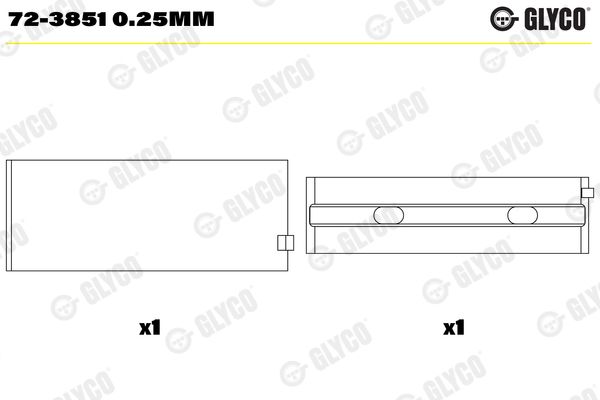 72-3851 0.25mm GLYCO főtengelycsapágy