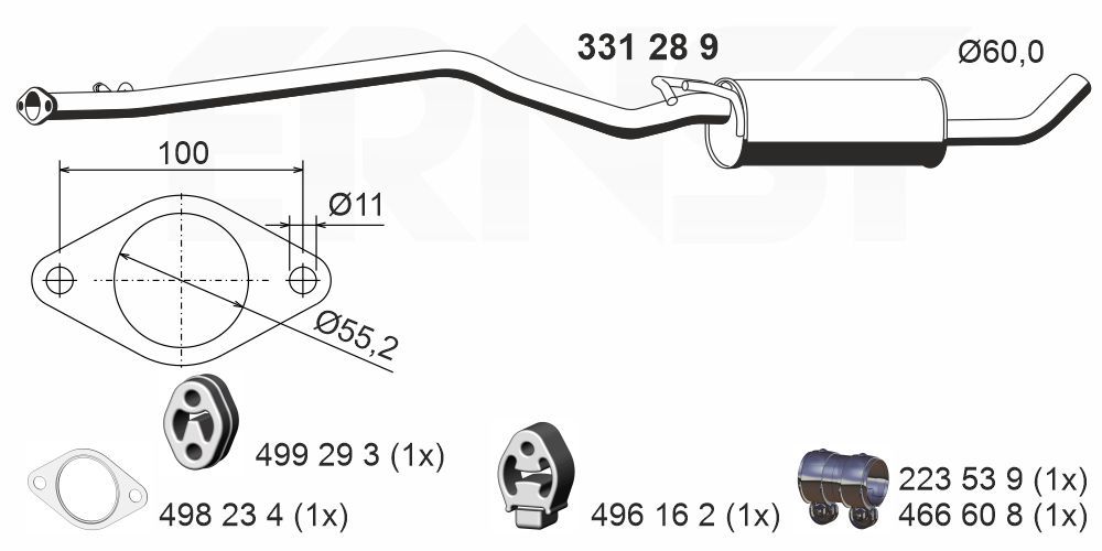 ERNST 331289 - Mittelschalldämpfer