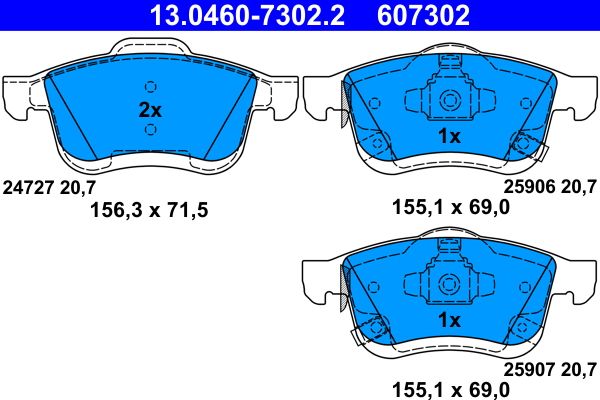 Brake Pad Set, disc brake 13.0460-7302.2