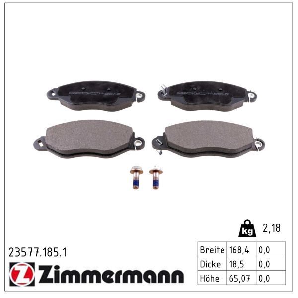 Zimmermann 23577.185.1 Bremsbelagsatz, Scheibenbremse