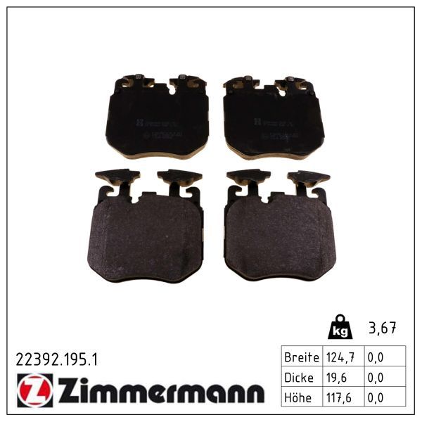 ZIMMERMANN 22392.195.1 - Bremsbelagsatz, Scheibenbremse