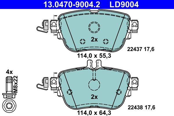 Комплект тормозных колодок, дисковый тормоз 13.0470-9004.2