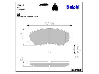 DELPHI LP1010 - Bremsbelagsatz, Scheibenbremse