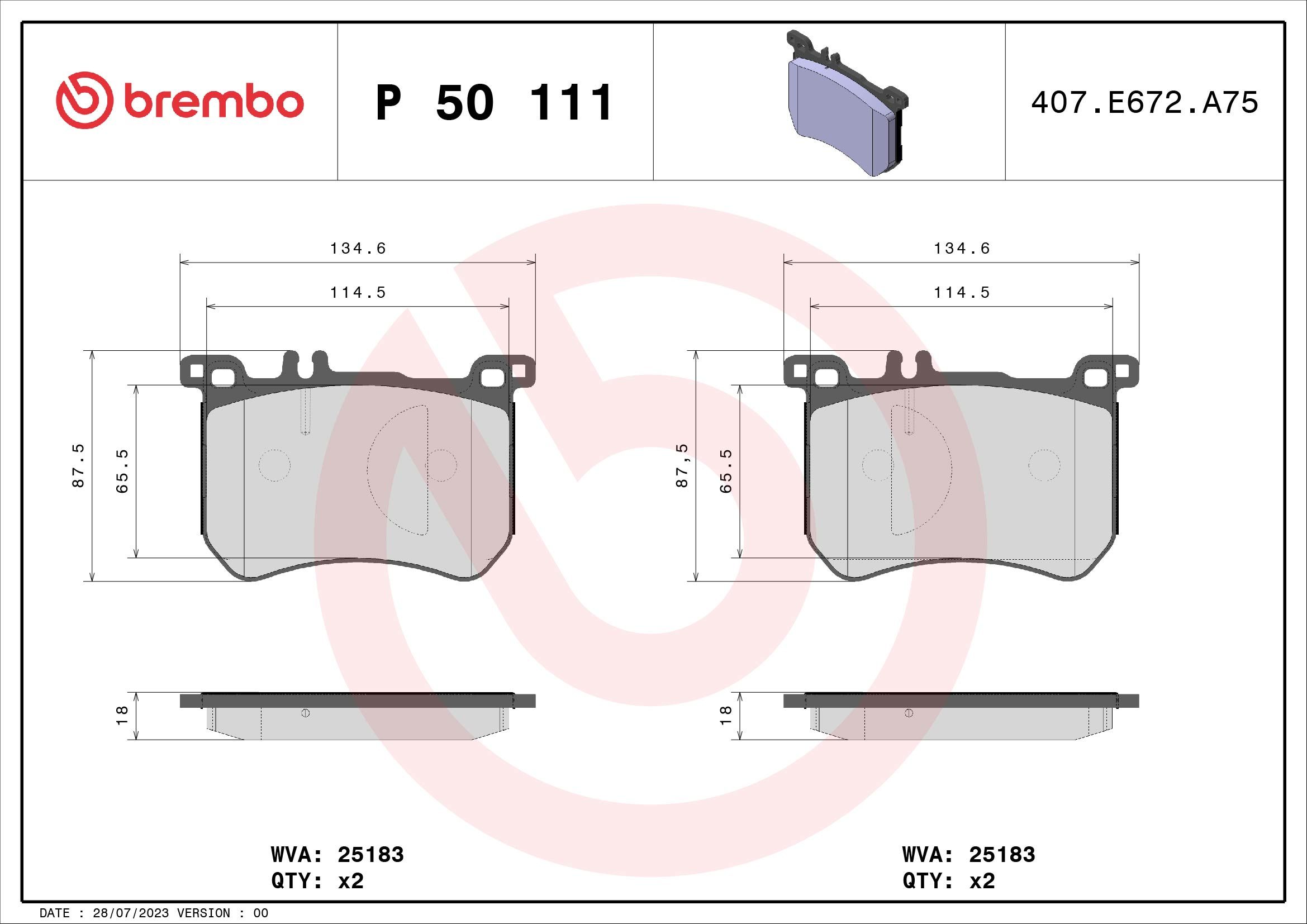 Brake Pad Set, disc brake P 50 111