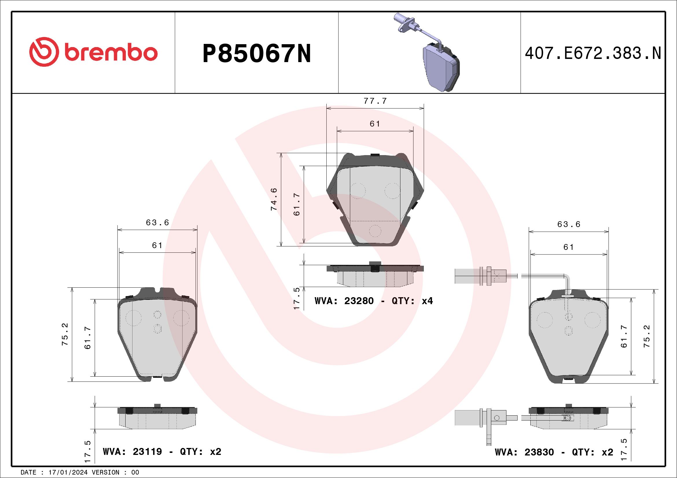 VW PASSAT B5 00-05 (FRT) *2 W/Sensor - TecDoc 1