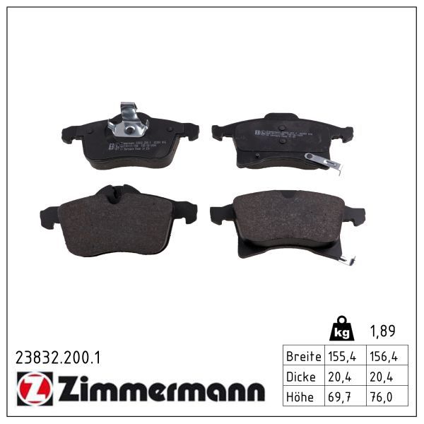 ZIMMERMANN 23832.200.1 - Bremsbelagsatz, Scheibenbremse