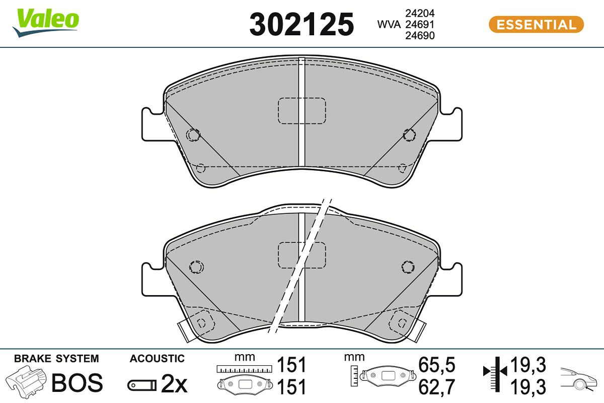 Bremsbelagsatz, Scheibenbremse