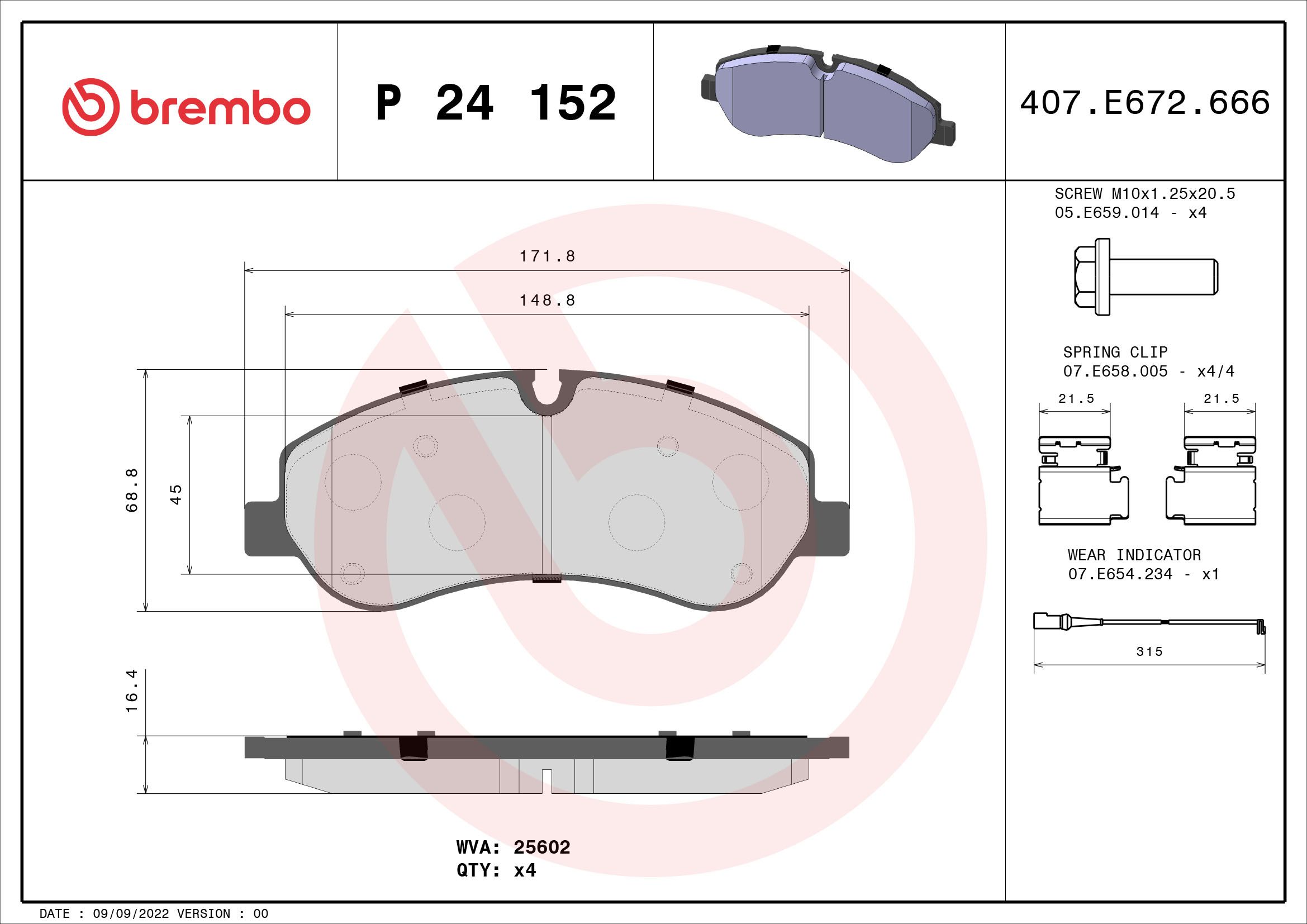 Brake Pad Set, disc brake P 24 152