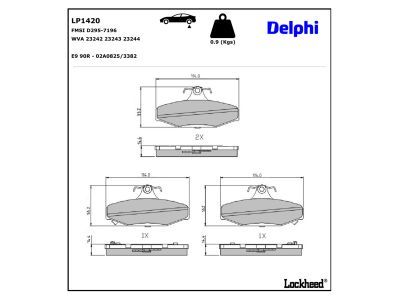 DELPHI LP1420 - Bremsbelagsatz, Scheibenbremse