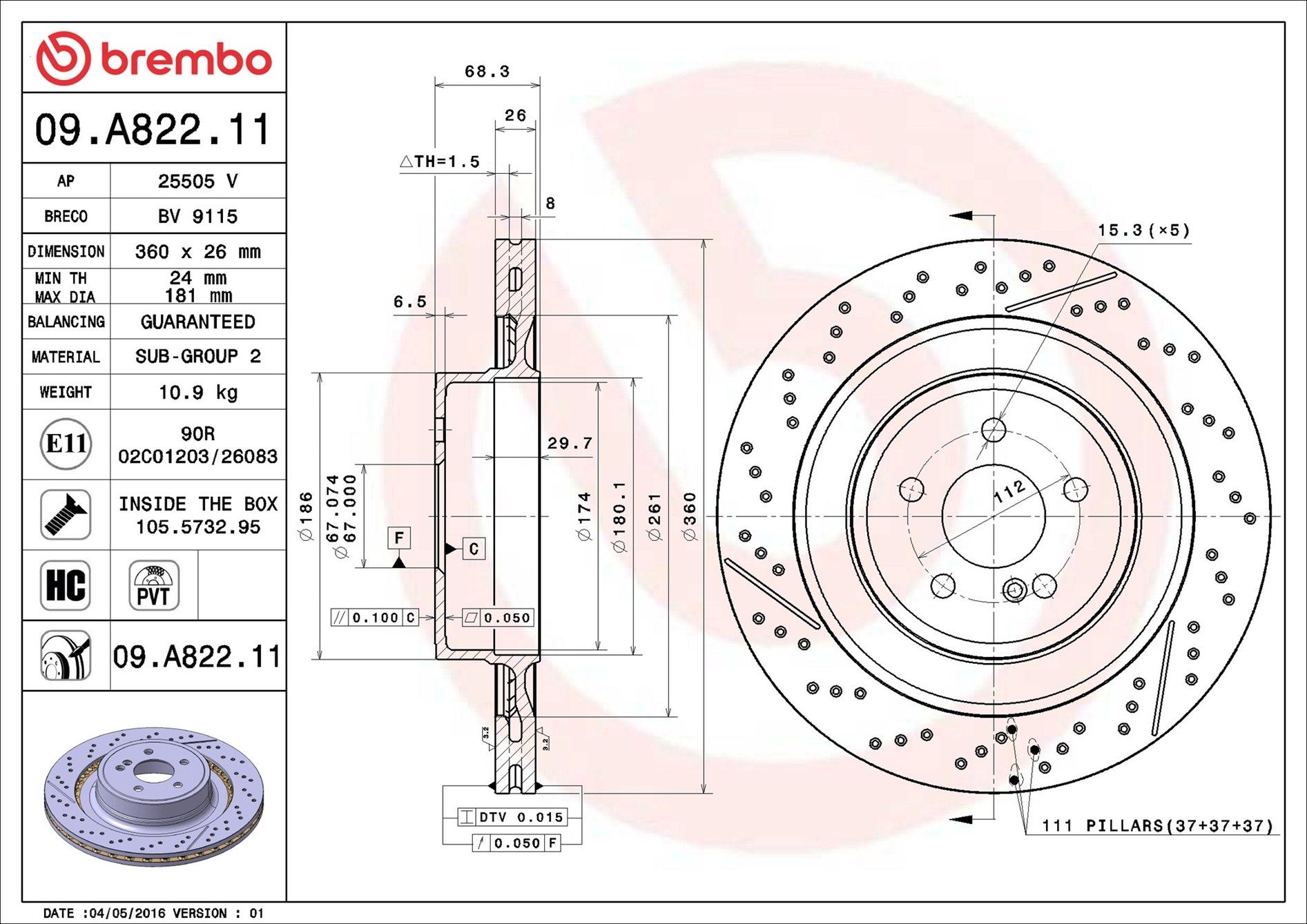 MERCEDES BENZ CLS63 AMG 13-17 (RR) *X/Drilled - TecDoc 1