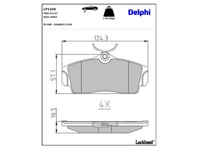 DELPHI LP1435 - Bremsbelagsatz, Scheibenbremse