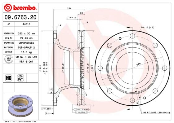 Brake Disc 09.6763.20