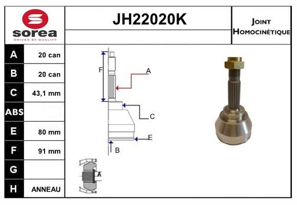 KIT CV JOINT AVEC KR045 - PANDA