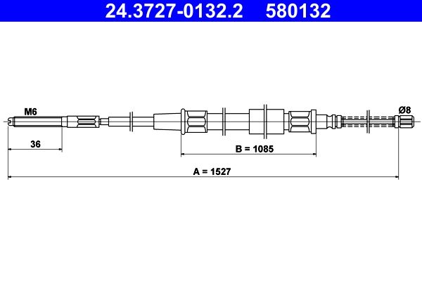 Cable Pull, parking brake 24.3727-0132.2