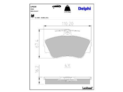 DELPHI LP639 - Bremsbelagsatz, Scheibenbremse